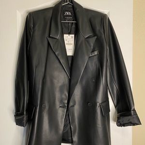 NWT Zara Faux leather blazer (double breast button) - Medium